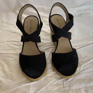 Ellen Tracy Black Espadrille Wedges